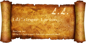 Lézinger Larion névjegykártya
